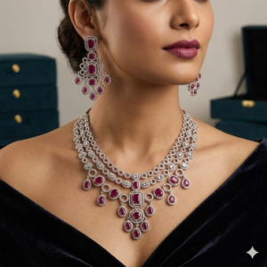 Royal Tiered Ruby & Diamond Chandelier Set